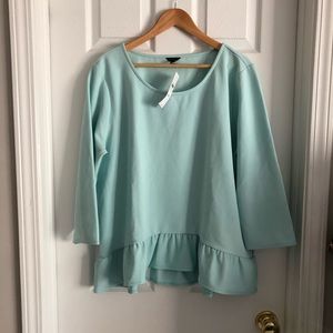 Ann Taylor Light Blue Ruffle Bottom Textur…